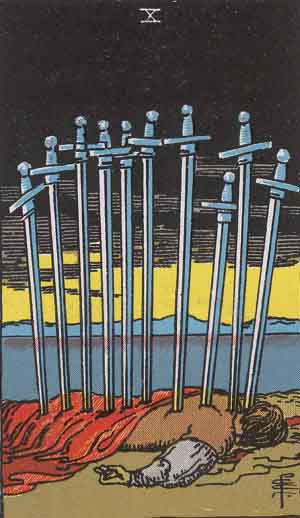 Ten of Swords: Meaning In Love Tarot Card Reading