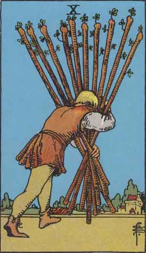 Ten of Wands: Meaning In Love Tarot Card Reading