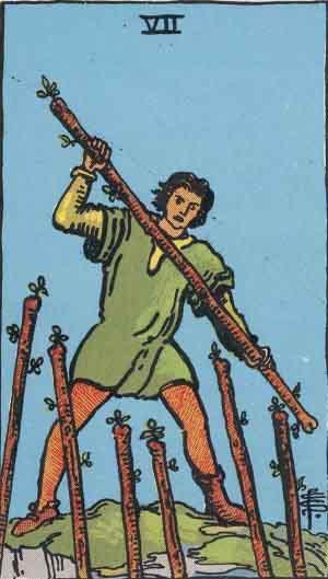 Seven of Wands: Meaning In Love Tarot Card Reading